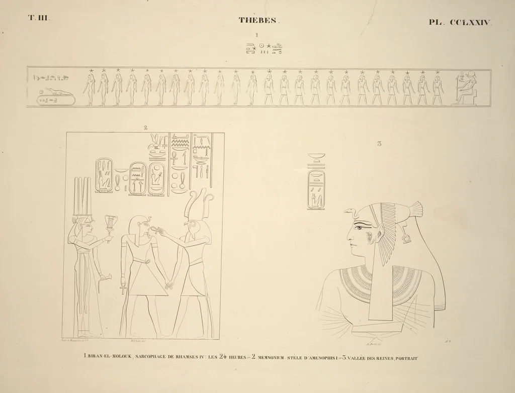 An illustration from Monuments de l'Égypte et de la Nubie, d'après les dessins exécutés sur les lieux sous la direction de Champollion-le-jeune, et les descriptions autographes qu'il en a rédigées; pub. sous les auspices de M. Guizot et de M. Thiers ... par une commission spéciale. Planches, 1835, leaf 319