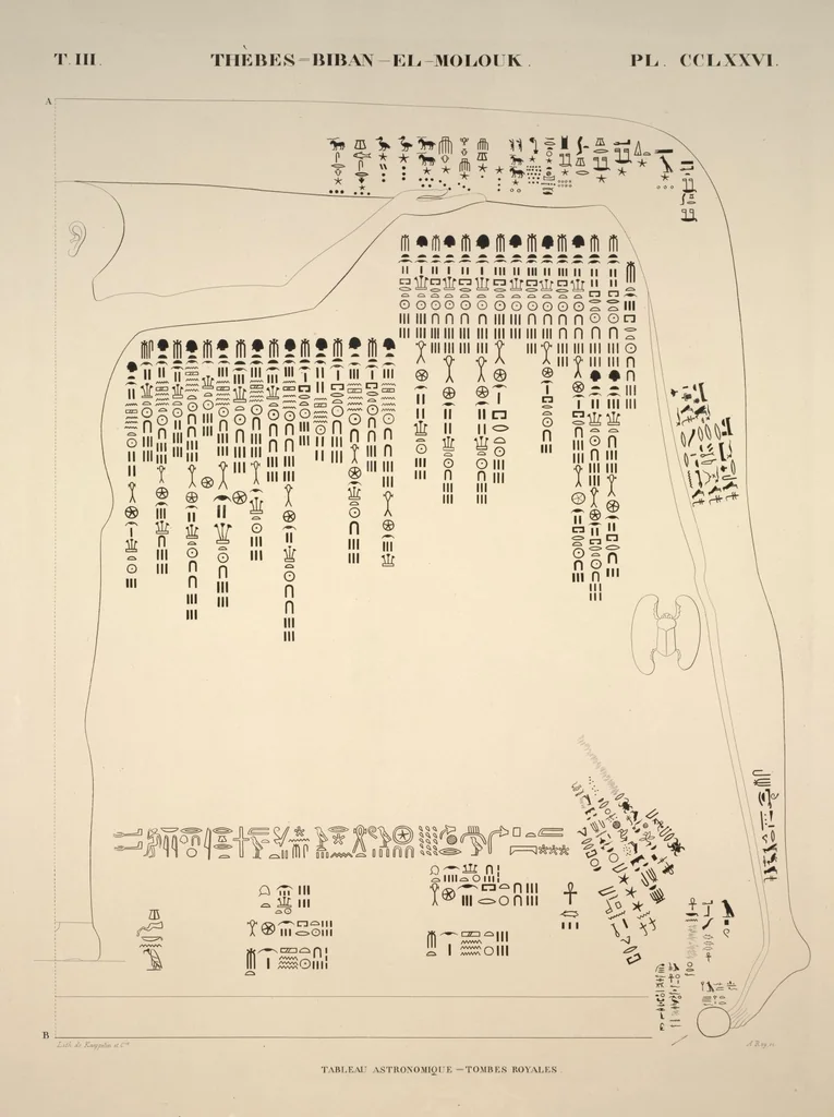 An illustration from Monuments de l'Égypte et de la Nubie, d'après les dessins exécutés sur les lieux sous la direction de Champollion-le-jeune, et les descriptions autographes qu'il en a rédigées; pub. sous les auspices de M. Guizot et de M. Thiers ... par une commission spéciale. Planches, 1835, leaf 321