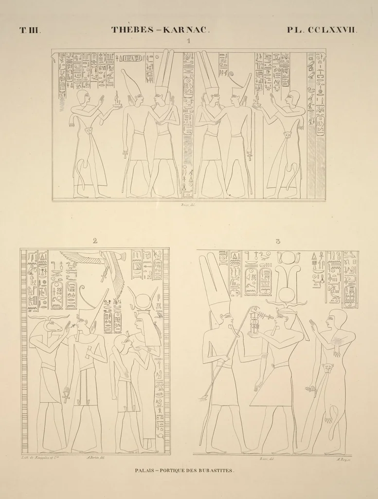 An illustration from Monuments de l'Égypte et de la Nubie, d'après les dessins exécutés sur les lieux sous la direction de Champollion-le-jeune, et les descriptions autographes qu'il en a rédigées; pub. sous les auspices de M. Guizot et de M. Thiers ... par une commission spéciale. Planches, 1835, leaf 322