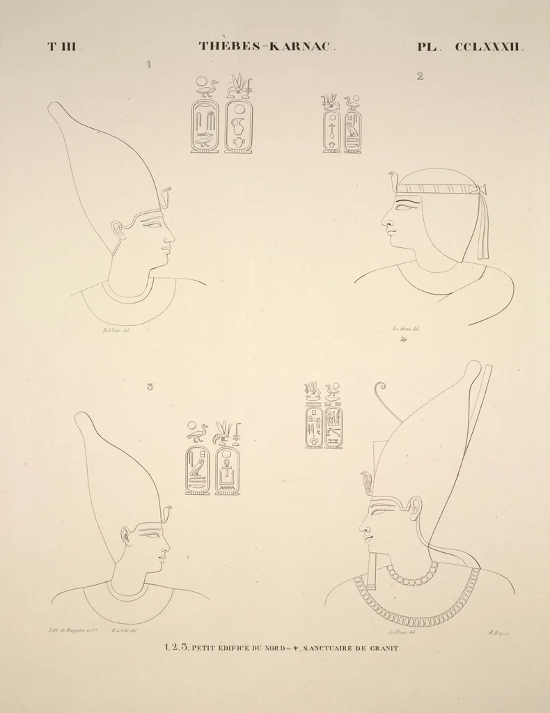 An illustration from Monuments de l'Égypte et de la Nubie, d'après les dessins exécutés sur les lieux sous la direction de Champollion-le-jeune, et les descriptions autographes qu'il en a rédigées; pub. sous les auspices de M. Guizot et de M. Thiers ... par une commission spéciale. Planches, 1835, leaf 327