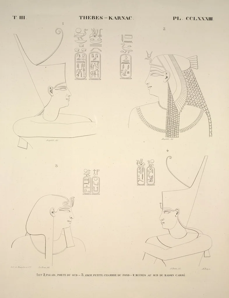 An illustration from Monuments de l'Égypte et de la Nubie, d'après les dessins exécutés sur les lieux sous la direction de Champollion-le-jeune, et les descriptions autographes qu'il en a rédigées; pub. sous les auspices de M. Guizot et de M. Thiers ... par une commission spéciale. Planches, 1835, leaf 328