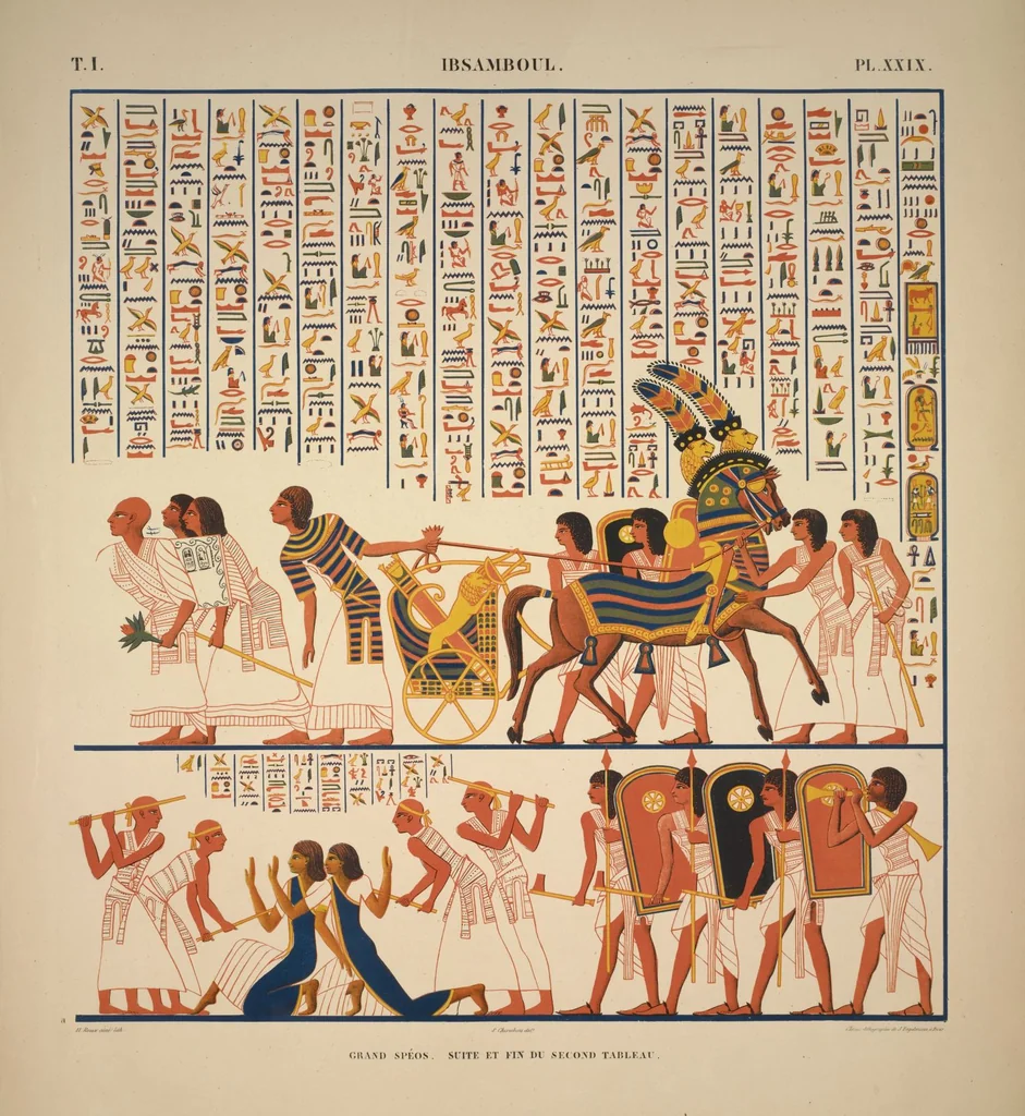 An illustration from Monuments de l'Égypte et de la Nubie, d'après les dessins exécutés sur les lieux sous la direction de Champollion-le-jeune, et les descriptions autographes qu'il en a rédigées; pub. sous les auspices de M. Guizot et de M. Thiers ... par une commission spéciale. Planches, 1835, leaf 33