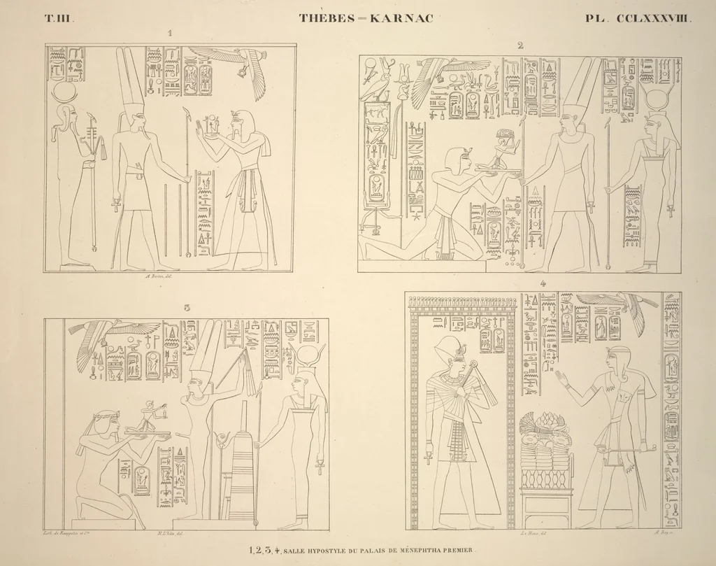 An illustration from Monuments de l'Égypte et de la Nubie, d'après les dessins exécutés sur les lieux sous la direction de Champollion-le-jeune, et les descriptions autographes qu'il en a rédigées; pub. sous les auspices de M. Guizot et de M. Thiers ... par une commission spéciale. Planches, 1835, leaf 333