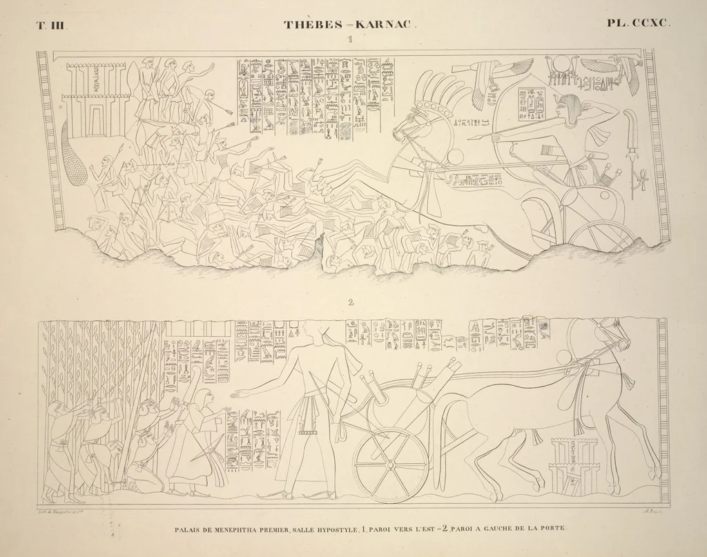 An illustration from Monuments de l'Égypte et de la Nubie, d'après les dessins exécutés sur les lieux sous la direction de Champollion-le-jeune, et les descriptions autographes qu'il en a rédigées; pub. sous les auspices de M. Guizot et de M. Thiers ... par une commission spéciale. Planches, 1835, leaf 335