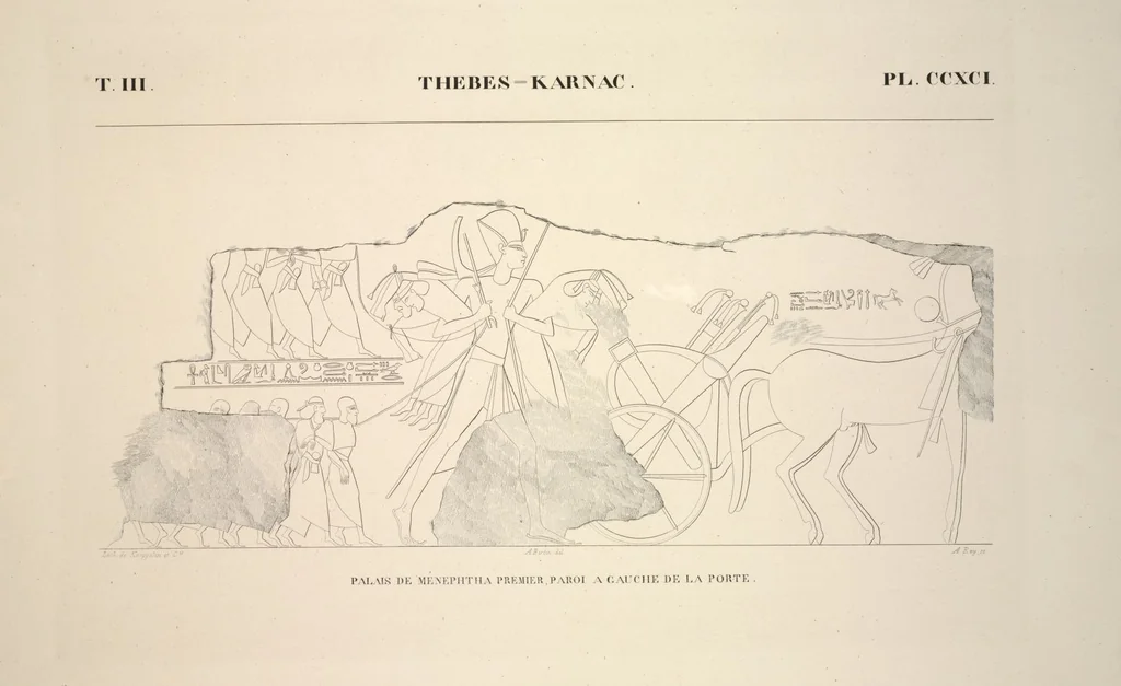 An illustration from Monuments de l'Égypte et de la Nubie, d'après les dessins exécutés sur les lieux sous la direction de Champollion-le-jeune, et les descriptions autographes qu'il en a rédigées; pub. sous les auspices de M. Guizot et de M. Thiers ... par une commission spéciale. Planches, 1835, leaf 336
