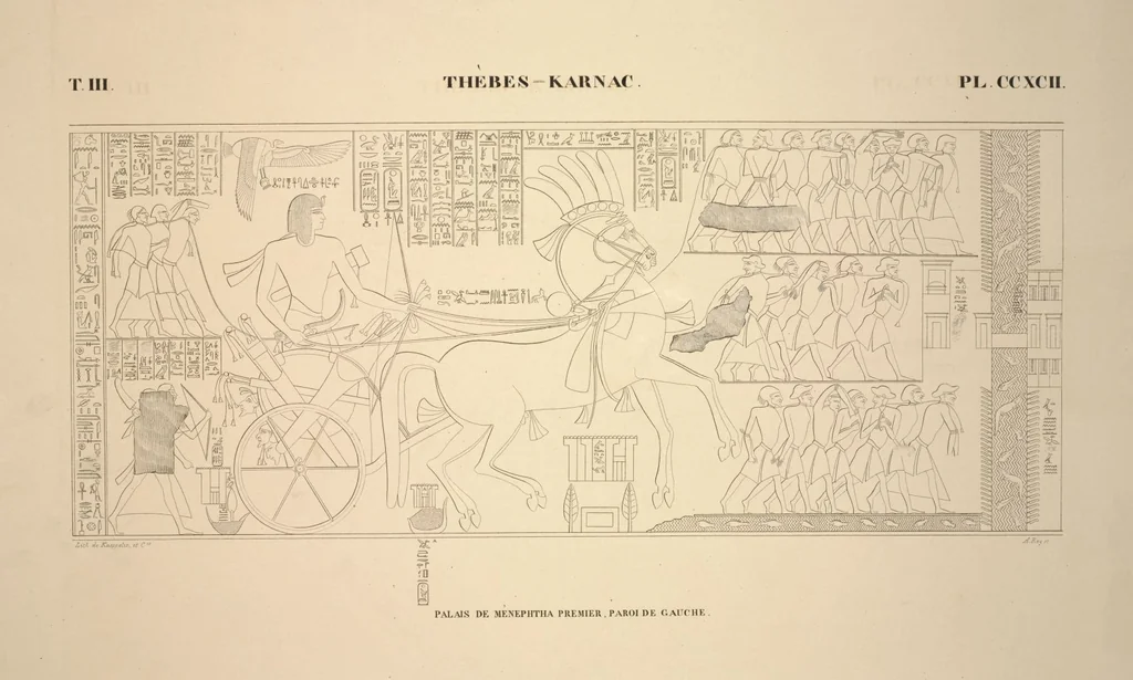 An illustration from Monuments de l'Égypte et de la Nubie, d'après les dessins exécutés sur les lieux sous la direction de Champollion-le-jeune, et les descriptions autographes qu'il en a rédigées; pub. sous les auspices de M. Guizot et de M. Thiers ... par une commission spéciale. Planches, 1835, leaf 337