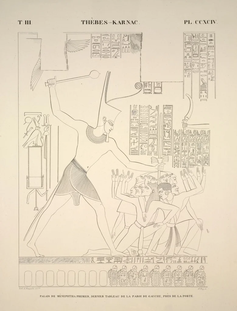 An illustration from Monuments de l'Égypte et de la Nubie, d'après les dessins exécutés sur les lieux sous la direction de Champollion-le-jeune, et les descriptions autographes qu'il en a rédigées; pub. sous les auspices de M. Guizot et de M. Thiers ... par une commission spéciale. Planches, 1835, leaf 339