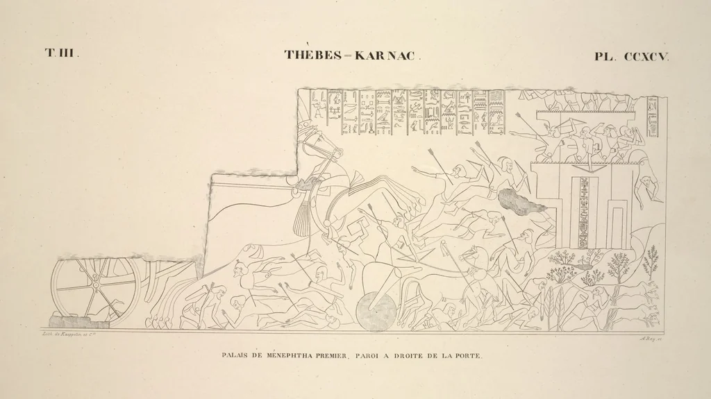 An illustration from Monuments de l'Égypte et de la Nubie, d'après les dessins exécutés sur les lieux sous la direction de Champollion-le-jeune, et les descriptions autographes qu'il en a rédigées; pub. sous les auspices de M. Guizot et de M. Thiers ... par une commission spéciale. Planches, 1835, leaf 341