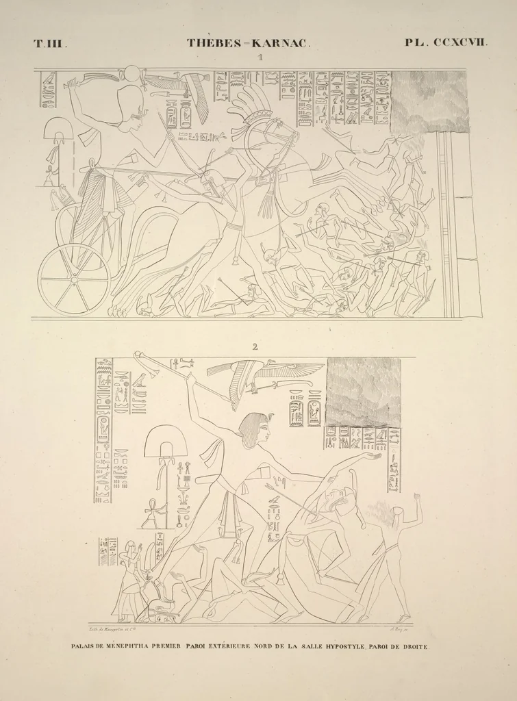 An illustration from Monuments de l'Égypte et de la Nubie, d'après les dessins exécutés sur les lieux sous la direction de Champollion-le-jeune, et les descriptions autographes qu'il en a rédigées; pub. sous les auspices de M. Guizot et de M. Thiers ... par une commission spéciale. Planches, 1835, leaf 342