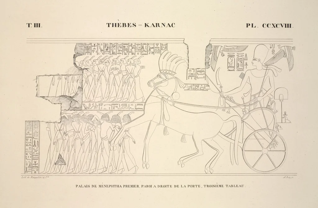 An illustration from Monuments de l'Égypte et de la Nubie, d'après les dessins exécutés sur les lieux sous la direction de Champollion-le-jeune, et les descriptions autographes qu'il en a rédigées; pub. sous les auspices de M. Guizot et de M. Thiers ... par une commission spéciale. Planches, 1835, leaf 343