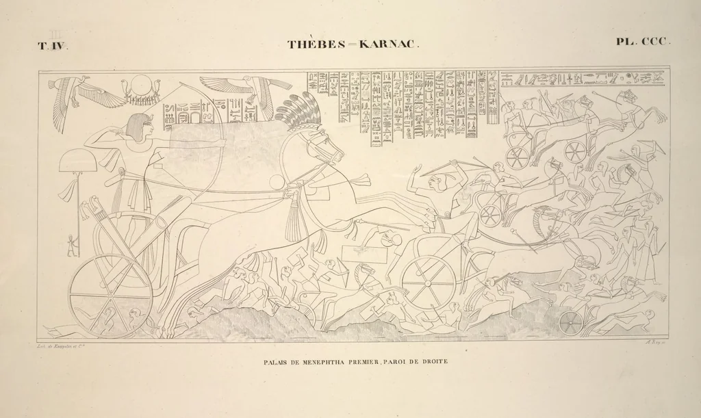 An illustration from Monuments de l'Égypte et de la Nubie, d'après les dessins exécutés sur les lieux sous la direction de Champollion-le-jeune, et les descriptions autographes qu'il en a rédigées; pub. sous les auspices de M. Guizot et de M. Thiers ... par une commission spéciale. Planches, 1835, leaf 345