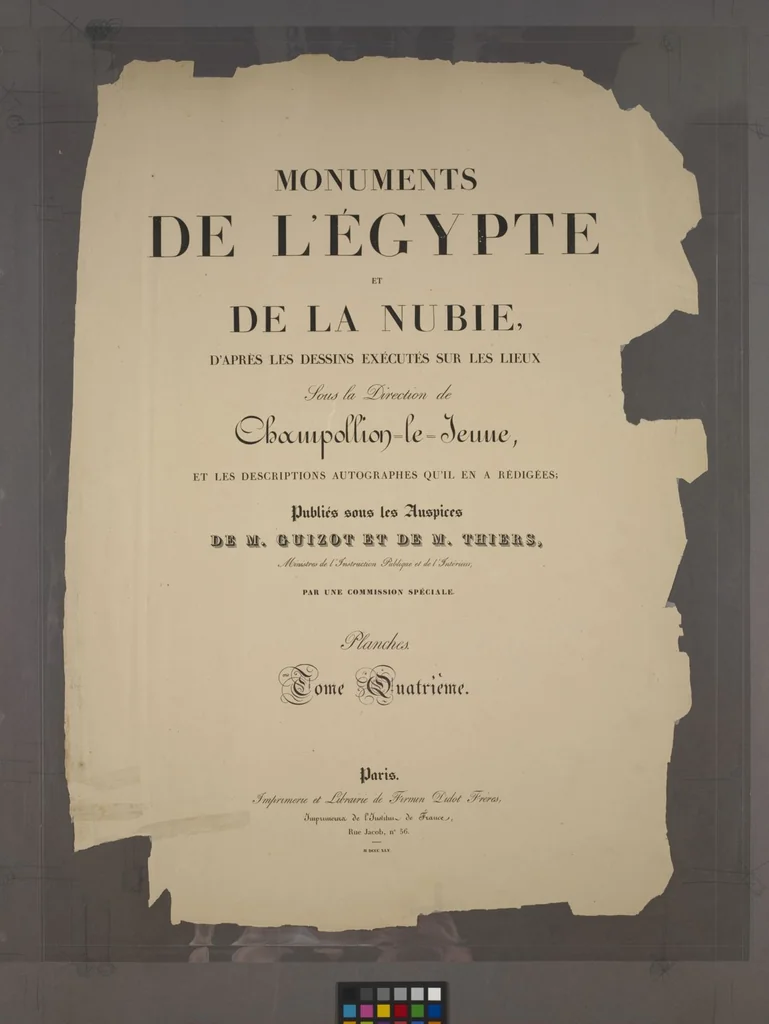 An illustration from Monuments de l'Égypte et de la Nubie, d'après les dessins exécutés sur les lieux sous la direction de Champollion-le-jeune, et les descriptions autographes qu'il en a rédigées; pub. sous les auspices de M. Guizot et de M. Thiers ... par une commission spéciale. Planches, 1835, leaf 346