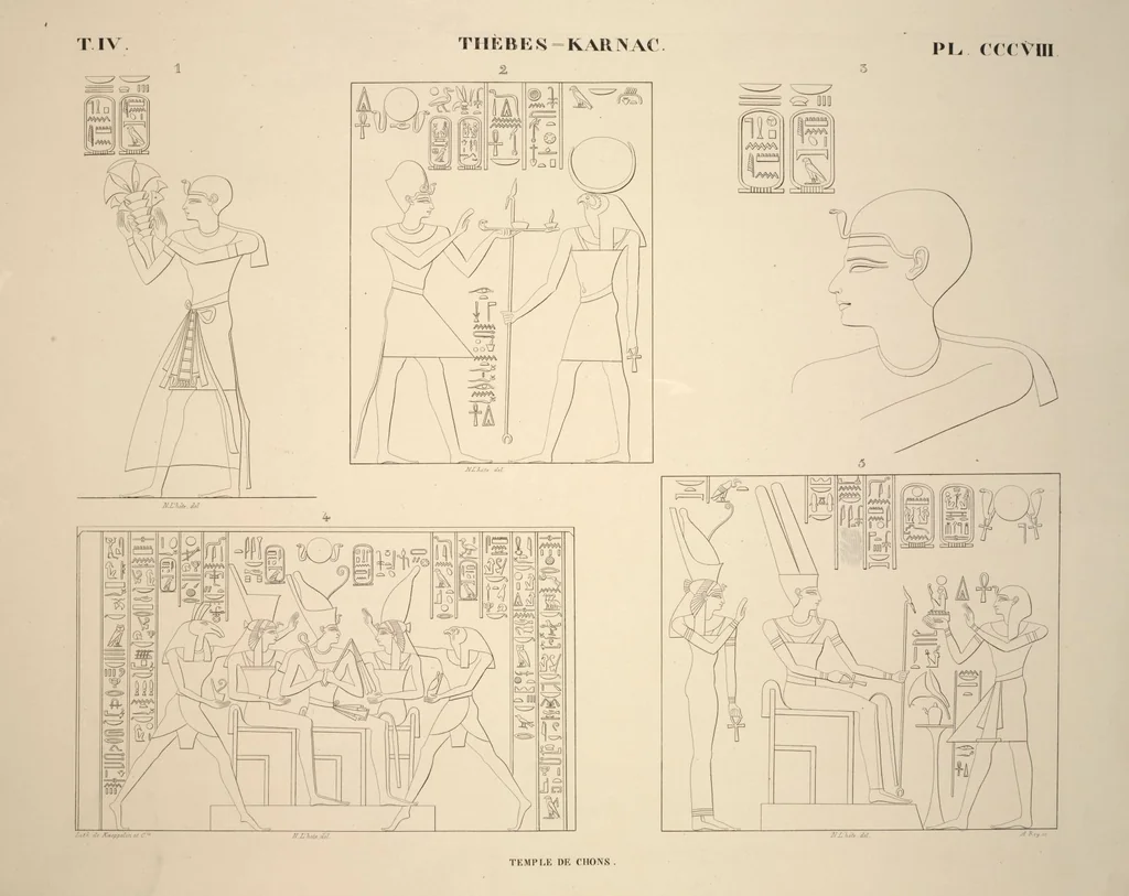 An illustration from Monuments de l'Égypte et de la Nubie, d'après les dessins exécutés sur les lieux sous la direction de Champollion-le-jeune, et les descriptions autographes qu'il en a rédigées; pub. sous les auspices de M. Guizot et de M. Thiers ... par une commission spéciale. Planches, 1835, leaf 354