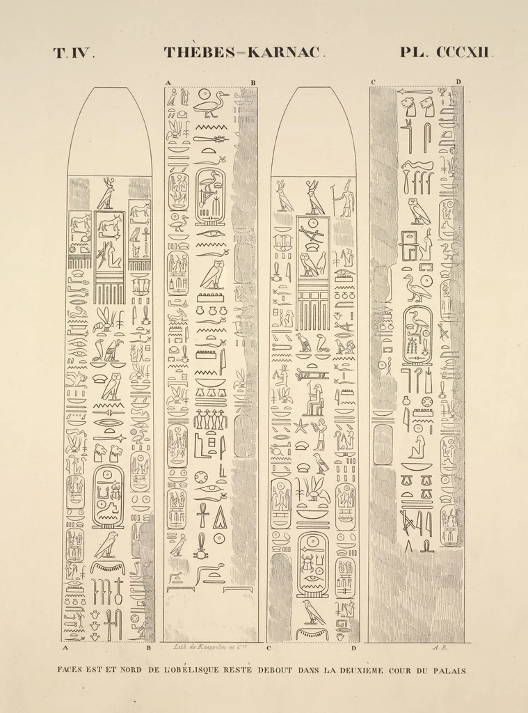 An illustration from Monuments de l'Égypte et de la Nubie, d'après les dessins exécutés sur les lieux sous la direction de Champollion-le-jeune, et les descriptions autographes qu'il en a rédigées; pub. sous les auspices de M. Guizot et de M. Thiers ... par une commission spéciale. Planches, 1835, leaf 358
