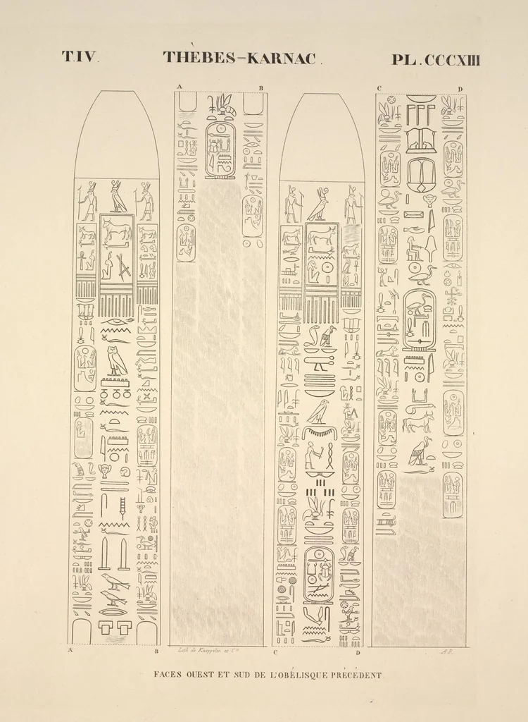 An illustration from Monuments de l'Égypte et de la Nubie, d'après les dessins exécutés sur les lieux sous la direction de Champollion-le-jeune, et les descriptions autographes qu'il en a rédigées; pub. sous les auspices de M. Guizot et de M. Thiers ... par une commission spéciale. Planches, 1835, leaf 359