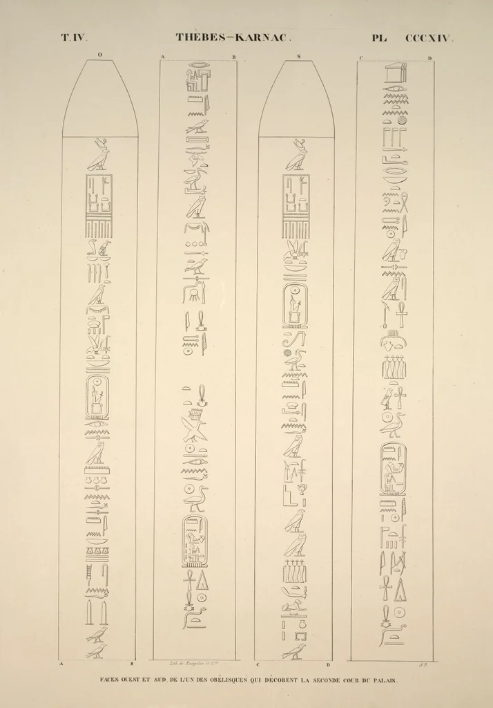An illustration from Monuments de l'Égypte et de la Nubie, d'après les dessins exécutés sur les lieux sous la direction de Champollion-le-jeune, et les descriptions autographes qu'il en a rédigées; pub. sous les auspices de M. Guizot et de M. Thiers ... par une commission spéciale. Planches, 1835, leaf 360
