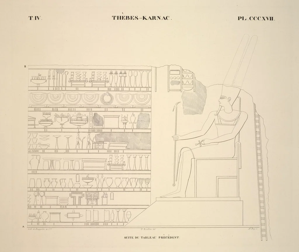 An illustration from Monuments de l'Égypte et de la Nubie, d'après les dessins exécutés sur les lieux sous la direction de Champollion-le-jeune, et les descriptions autographes qu'il en a rédigées; pub. sous les auspices de M. Guizot et de M. Thiers ... par une commission spéciale. Planches, 1835, leaf 363