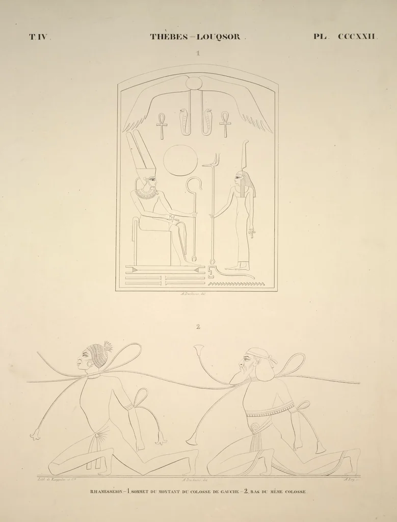 An illustration from Monuments de l'Égypte et de la Nubie, d'après les dessins exécutés sur les lieux sous la direction de Champollion-le-jeune, et les descriptions autographes qu'il en a rédigées; pub. sous les auspices de M. Guizot et de M. Thiers ... par une commission spéciale. Planches, 1835, leaf 368