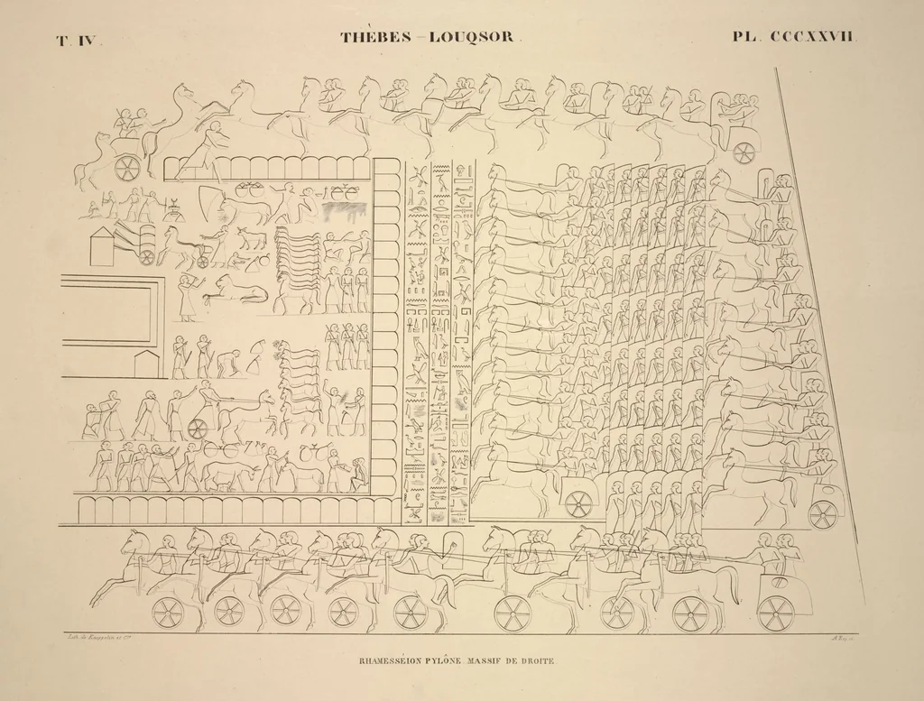 An illustration from Monuments de l'Égypte et de la Nubie, d'après les dessins exécutés sur les lieux sous la direction de Champollion-le-jeune, et les descriptions autographes qu'il en a rédigées; pub. sous les auspices de M. Guizot et de M. Thiers ... par une commission spéciale. Planches, 1835, leaf 373