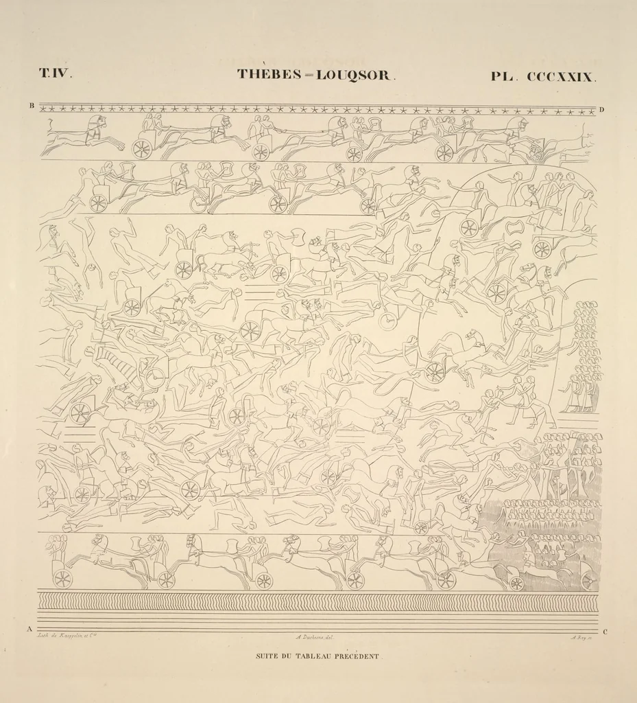 An illustration from Monuments de l'Égypte et de la Nubie, d'après les dessins exécutés sur les lieux sous la direction de Champollion-le-jeune, et les descriptions autographes qu'il en a rédigées; pub. sous les auspices de M. Guizot et de M. Thiers ... par une commission spéciale. Planches, 1835, leaf 376
