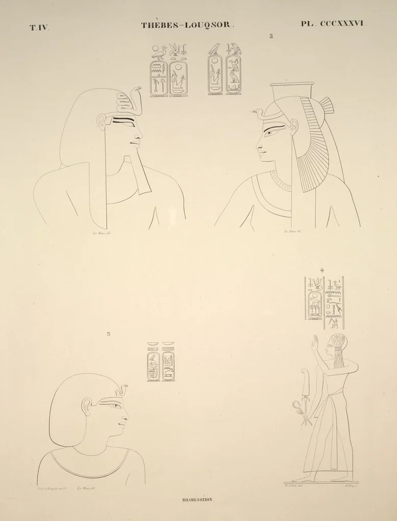 An illustration from Monuments de l'Égypte et de la Nubie, d'après les dessins exécutés sur les lieux sous la direction de Champollion-le-jeune, et les descriptions autographes qu'il en a rédigées; pub. sous les auspices de M. Guizot et de M. Thiers ... par une commission spéciale. Planches, 1835, leaf 383