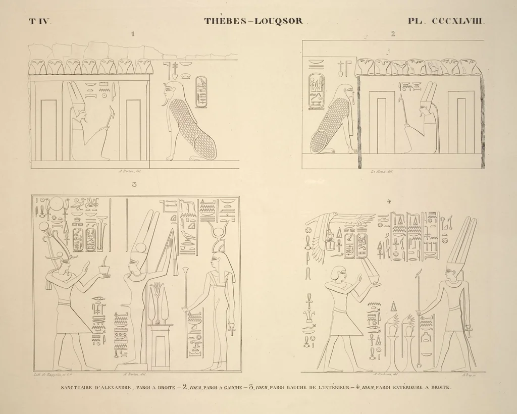 An illustration from Monuments de l'Égypte et de la Nubie, d'après les dessins exécutés sur les lieux sous la direction de Champollion-le-jeune, et les descriptions autographes qu'il en a rédigées; pub. sous les auspices de M. Guizot et de M. Thiers ... par une commission spéciale. Planches, 1835, leaf 395