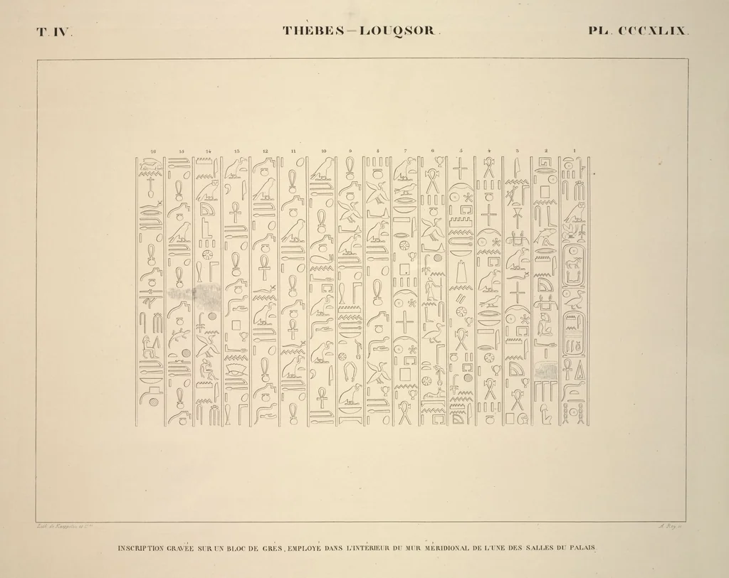 An illustration from Monuments de l'Égypte et de la Nubie, d'après les dessins exécutés sur les lieux sous la direction de Champollion-le-jeune, et les descriptions autographes qu'il en a rédigées; pub. sous les auspices de M. Guizot et de M. Thiers ... par une commission spéciale. Planches, 1835, leaf 397