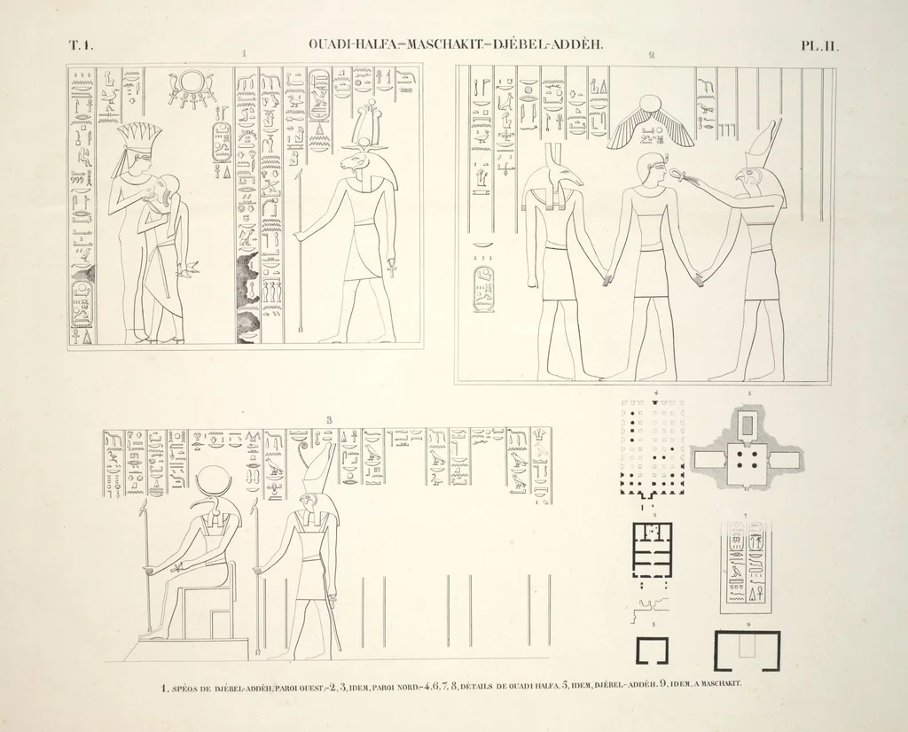 An illustration from Monuments de l'Égypte et de la Nubie, d'après les dessins exécutés sur les lieux sous la direction de Champollion-le-jeune, et les descriptions autographes qu'il en a rédigées; pub. sous les auspices de M. Guizot et de M. Thiers ... par une commission spéciale. Planches, 1835, leaf 4