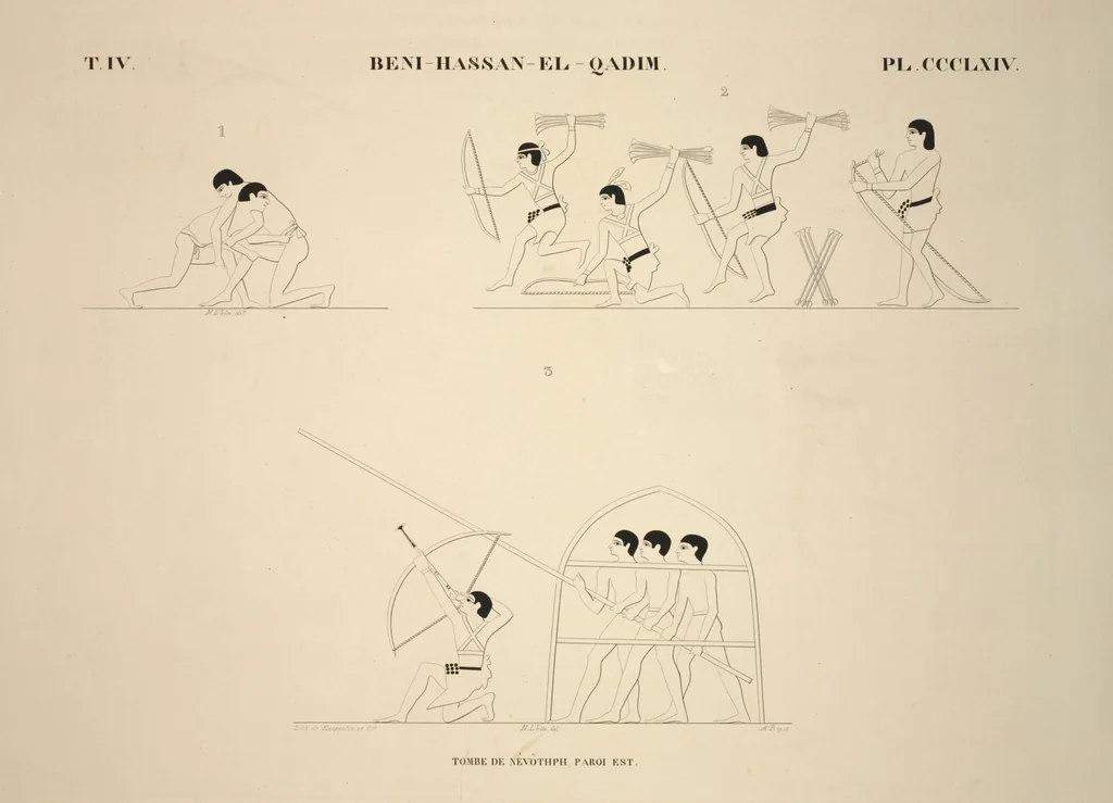 An illustration from Monuments de l'Égypte et de la Nubie, d'après les dessins exécutés sur les lieux sous la direction de Champollion-le-jeune, et les descriptions autographes qu'il en a rédigées; pub. sous les auspices de M. Guizot et de M. Thiers ... par une commission spéciale. Planches, 1835, leaf 416