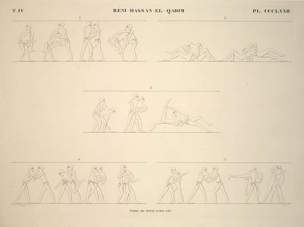 An illustration from Monuments de l'Égypte et de la Nubie, d'après les dessins exécutés sur les lieux sous la direction de Champollion-le-jeune, et les descriptions autographes qu'il en a rédigées; pub. sous les auspices de M. Guizot et de M. Thiers ... par une commission spéciale. Planches, 1835, leaf 424