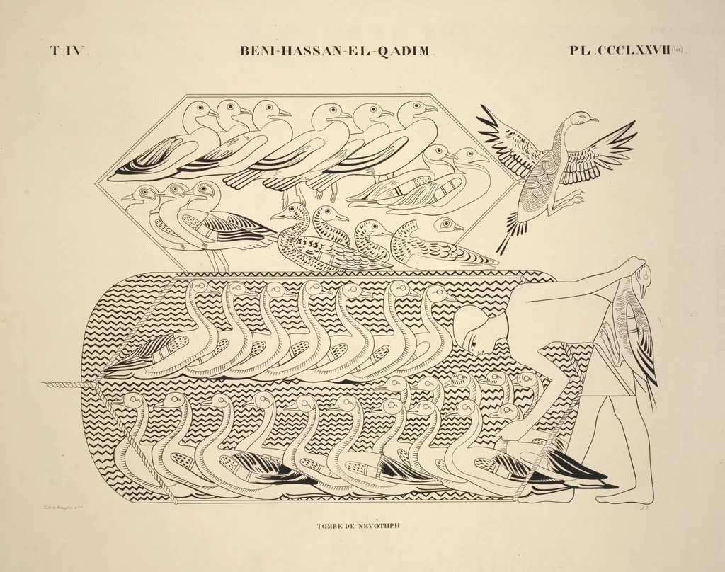 An illustration from Monuments de l'Égypte et de la Nubie, d'après les dessins exécutés sur les lieux sous la direction de Champollion-le-jeune, et les descriptions autographes qu'il en a rédigées; pub. sous les auspices de M. Guizot et de M. Thiers ... par une commission spéciale. Planches, 1835, leaf 430