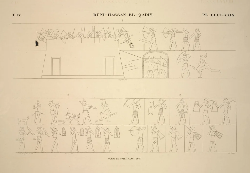 An illustration from Monuments de l'Égypte et de la Nubie, d'après les dessins exécutés sur les lieux sous la direction de Champollion-le-jeune, et les descriptions autographes qu'il en a rédigées; pub. sous les auspices de M. Guizot et de M. Thiers ... par une commission spéciale. Planches, 1835, leaf 434