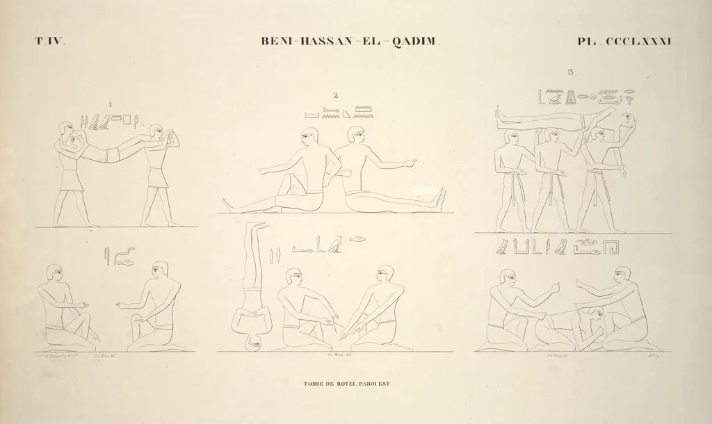 An illustration from Monuments de l'Égypte et de la Nubie, d'après les dessins exécutés sur les lieux sous la direction de Champollion-le-jeune, et les descriptions autographes qu'il en a rédigées; pub. sous les auspices de M. Guizot et de M. Thiers ... par une commission spéciale. Planches, 1835, leaf 436