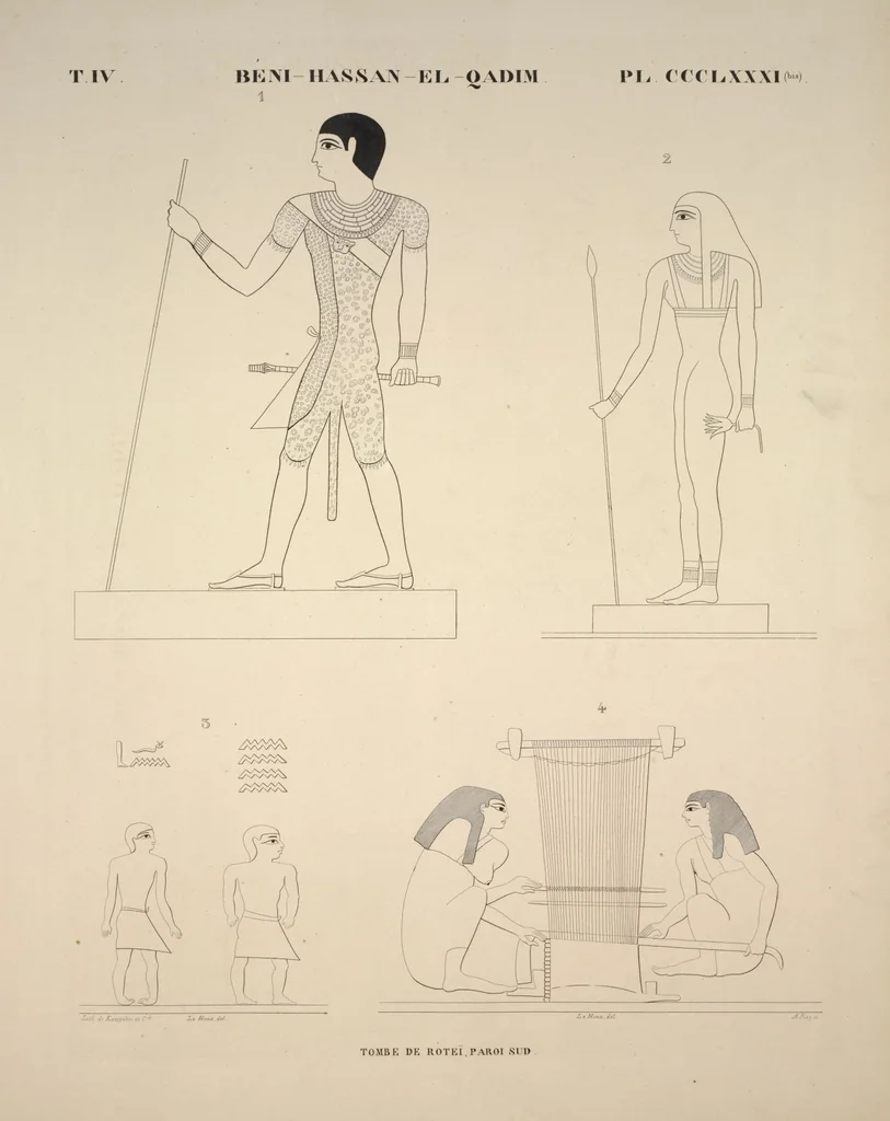 An illustration from Monuments de l'Égypte et de la Nubie, d'après les dessins exécutés sur les lieux sous la direction de Champollion-le-jeune, et les descriptions autographes qu'il en a rédigées; pub. sous les auspices de M. Guizot et de M. Thiers ... par une commission spéciale. Planches, 1835, leaf 437