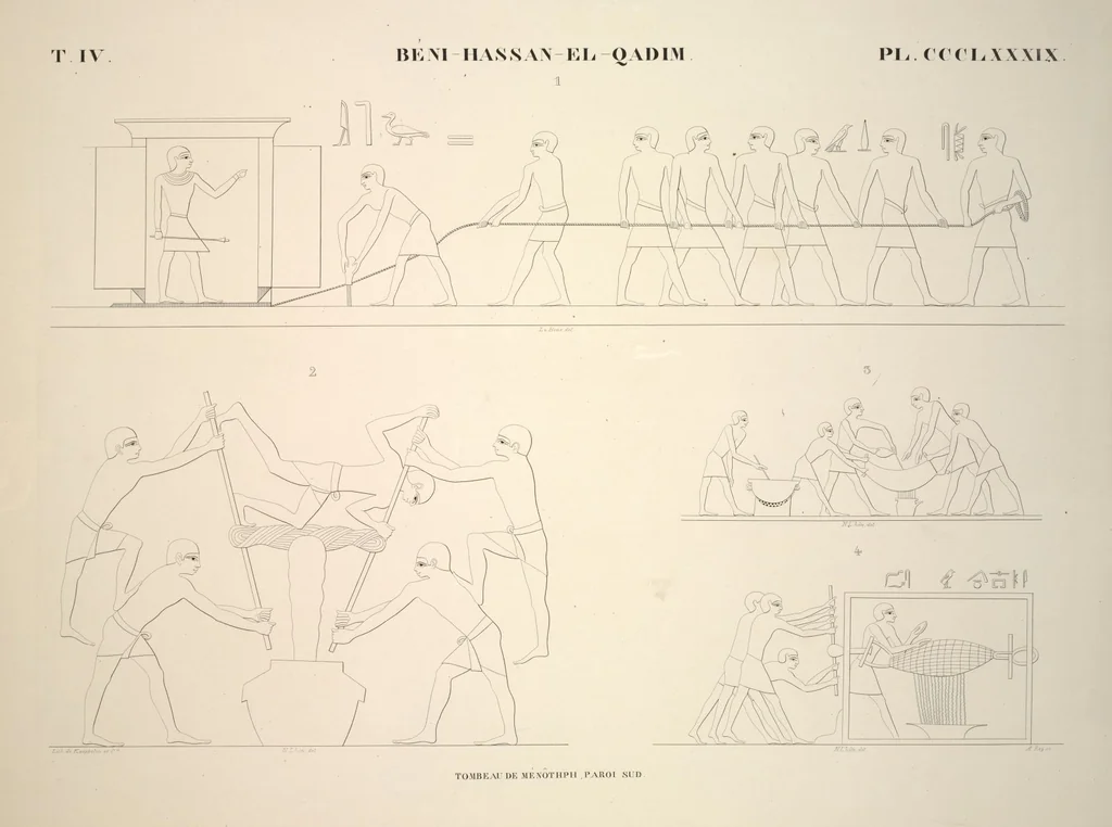An illustration from Monuments de l'Égypte et de la Nubie, d'après les dessins exécutés sur les lieux sous la direction de Champollion-le-jeune, et les descriptions autographes qu'il en a rédigées; pub. sous les auspices de M. Guizot et de M. Thiers ... par une commission spéciale. Planches, 1835, leaf 446
