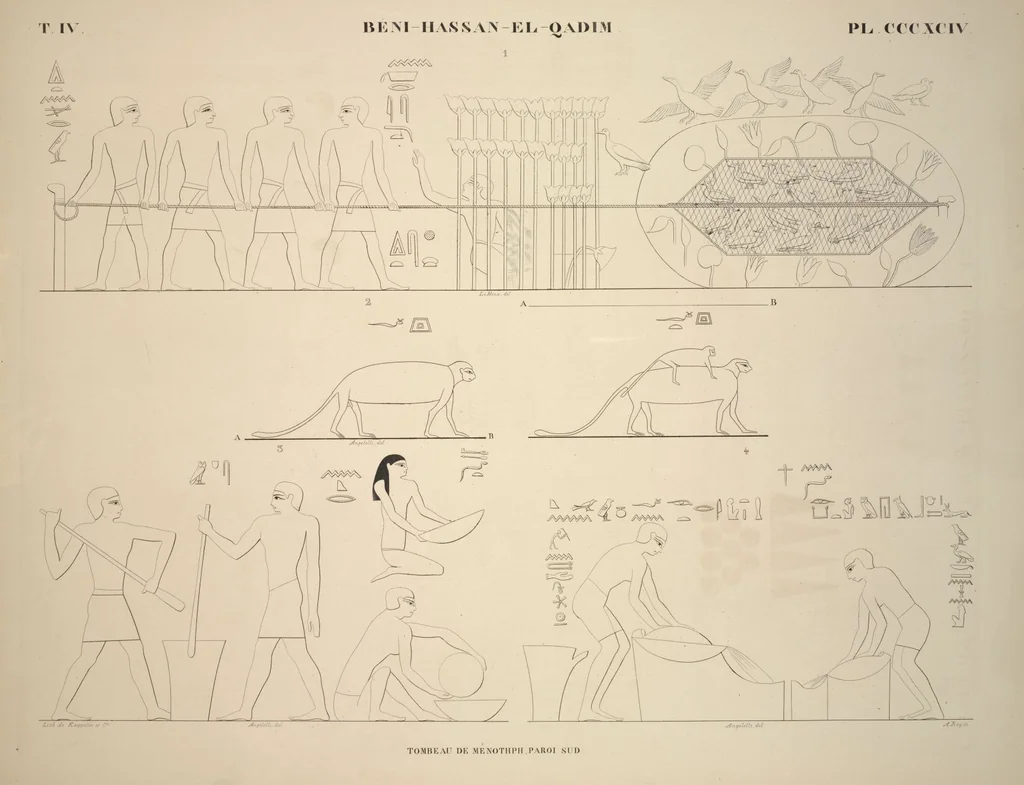 An illustration from Monuments de l'Égypte et de la Nubie, d'après les dessins exécutés sur les lieux sous la direction de Champollion-le-jeune, et les descriptions autographes qu'il en a rédigées; pub. sous les auspices de M. Guizot et de M. Thiers ... par une commission spéciale. Planches, 1835, leaf 452