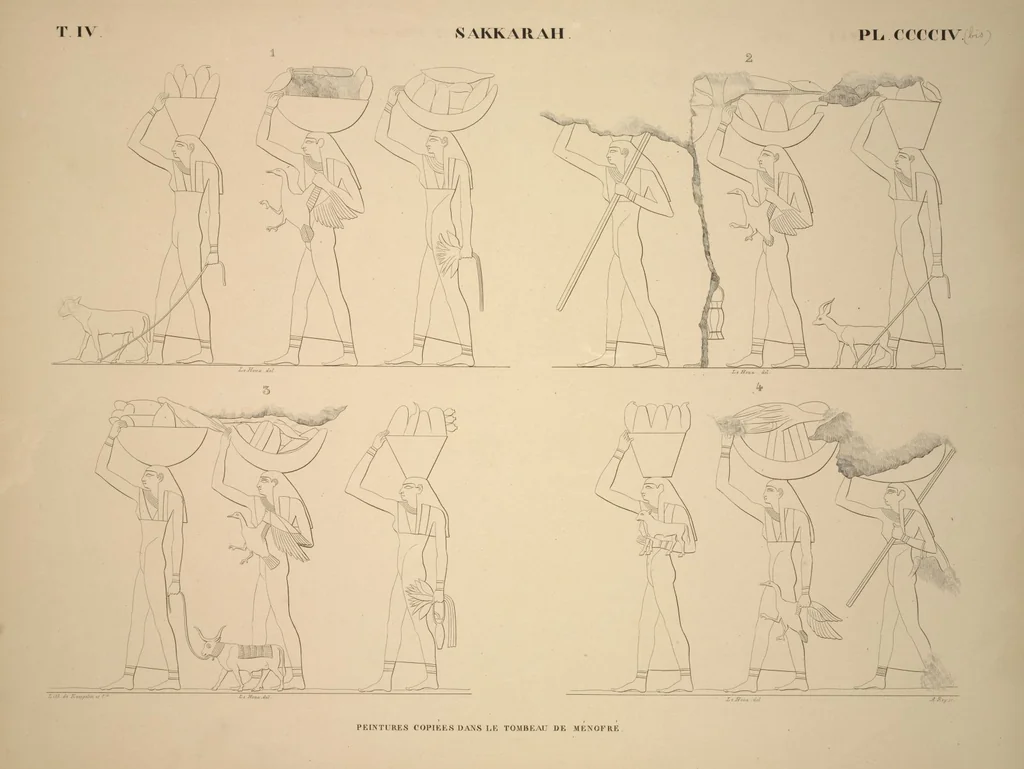An illustration from Monuments de l'Égypte et de la Nubie, d'après les dessins exécutés sur les lieux sous la direction de Champollion-le-jeune, et les descriptions autographes qu'il en a rédigées; pub. sous les auspices de M. Guizot et de M. Thiers ... par une commission spéciale. Planches, 1835, leaf 464