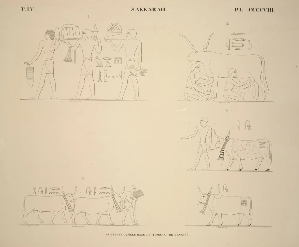 An illustration from Monuments de l'Égypte et de la Nubie, d'après les dessins exécutés sur les lieux sous la direction de Champollion-le-jeune, et les descriptions autographes qu'il en a rédigées; pub. sous les auspices de M. Guizot et de M. Thiers ... par une commission spéciale. Planches, 1835, leaf 468