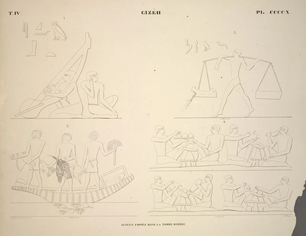 An illustration from Monuments de l'Égypte et de la Nubie, d'après les dessins exécutés sur les lieux sous la direction de Champollion-le-jeune, et les descriptions autographes qu'il en a rédigées; pub. sous les auspices de M. Guizot et de M. Thiers ... par une commission spéciale. Planches, 1835, leaf 470