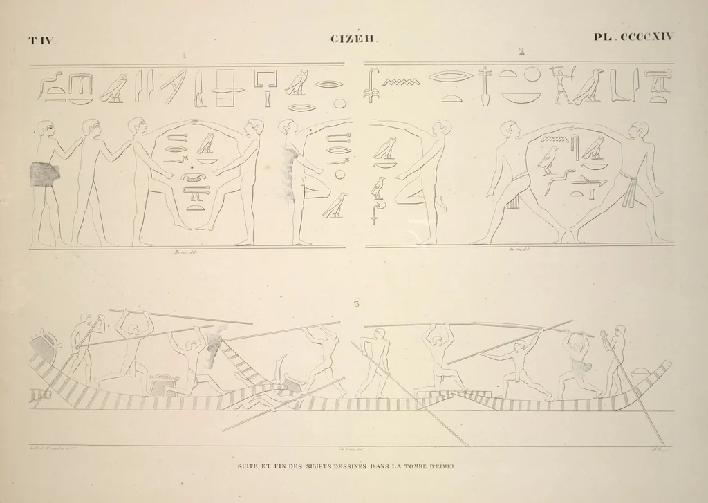 An illustration from Monuments de l'Égypte et de la Nubie, d'après les dessins exécutés sur les lieux sous la direction de Champollion-le-jeune, et les descriptions autographes qu'il en a rédigées; pub. sous les auspices de M. Guizot et de M. Thiers ... par une commission spéciale. Planches, 1835, leaf 474