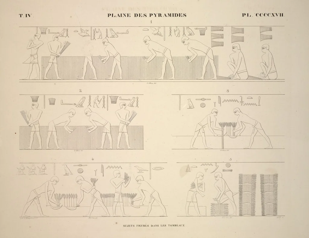 An illustration from Monuments de l'Égypte et de la Nubie, d'après les dessins exécutés sur les lieux sous la direction de Champollion-le-jeune, et les descriptions autographes qu'il en a rédigées; pub. sous les auspices de M. Guizot et de M. Thiers ... par une commission spéciale. Planches, 1835, leaf 477