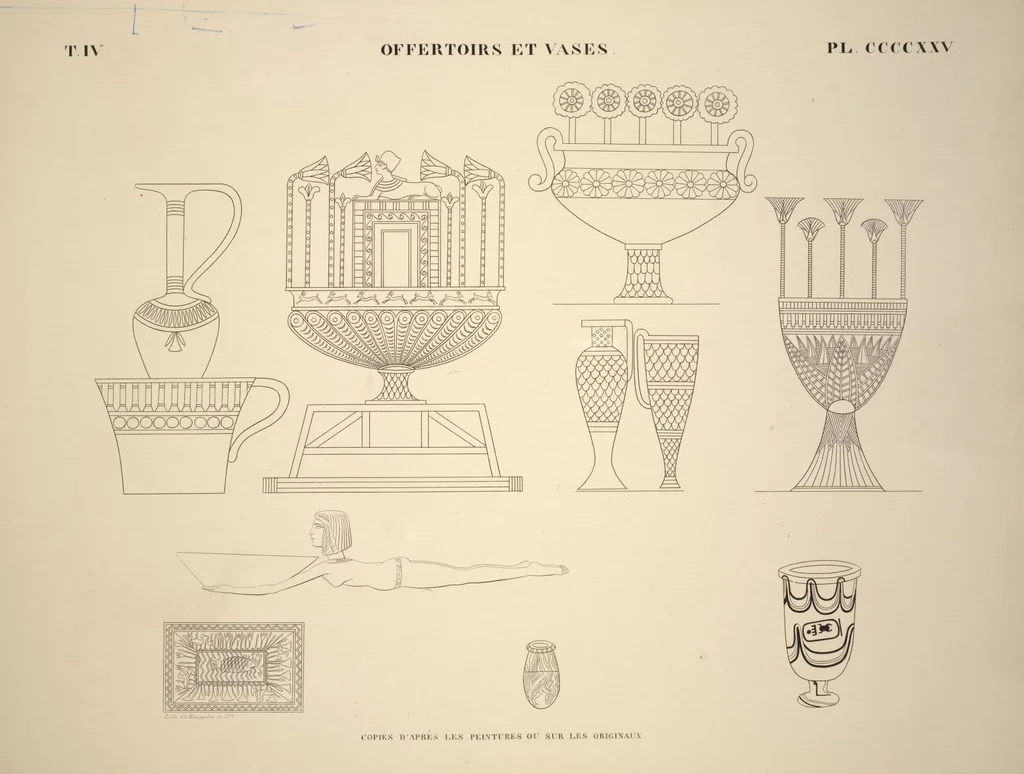 An illustration from Monuments de l'Égypte et de la Nubie, d'après les dessins exécutés sur les lieux sous la direction de Champollion-le-jeune, et les descriptions autographes qu'il en a rédigées; pub. sous les auspices de M. Guizot et de M. Thiers ... par une commission spéciale. Planches, 1835, leaf 485