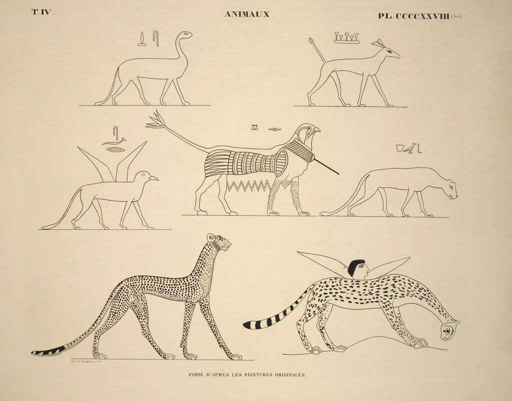 An illustration from Monuments de l'Égypte et de la Nubie, d'après les dessins exécutés sur les lieux sous la direction de Champollion-le-jeune, et les descriptions autographes qu'il en a rédigées; pub. sous les auspices de M. Guizot et de M. Thiers ... par une commission spéciale. Planches, 1835, leaf 489