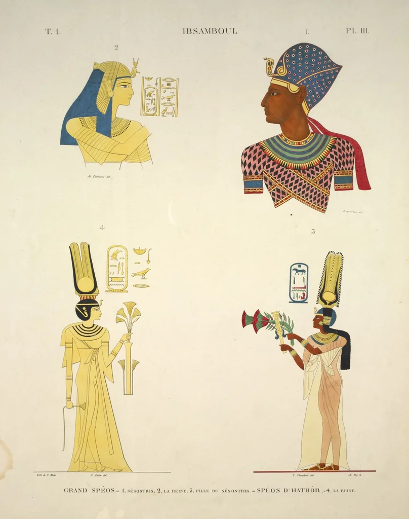 An illustration from Monuments de l'Égypte et de la Nubie, d'après les dessins exécutés sur les lieux sous la direction de Champollion-le-jeune, et les descriptions autographes qu'il en a rédigées; pub. sous les auspices de M. Guizot et de M. Thiers ... par une commission spéciale. Planches, 1835, leaf 5