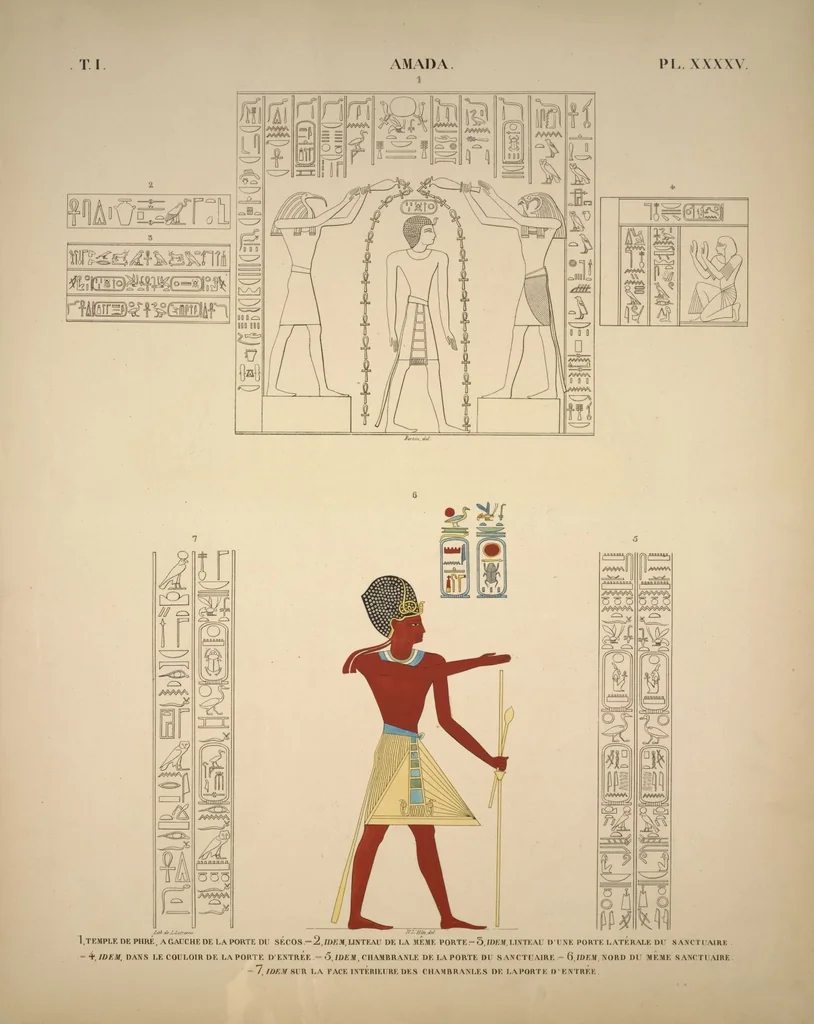 An illustration from Monuments de l'Égypte et de la Nubie, d'après les dessins exécutés sur les lieux sous la direction de Champollion-le-jeune, et les descriptions autographes qu'il en a rédigées; pub. sous les auspices de M. Guizot et de M. Thiers ... par une commission spéciale. Planches, 1835, leaf 50