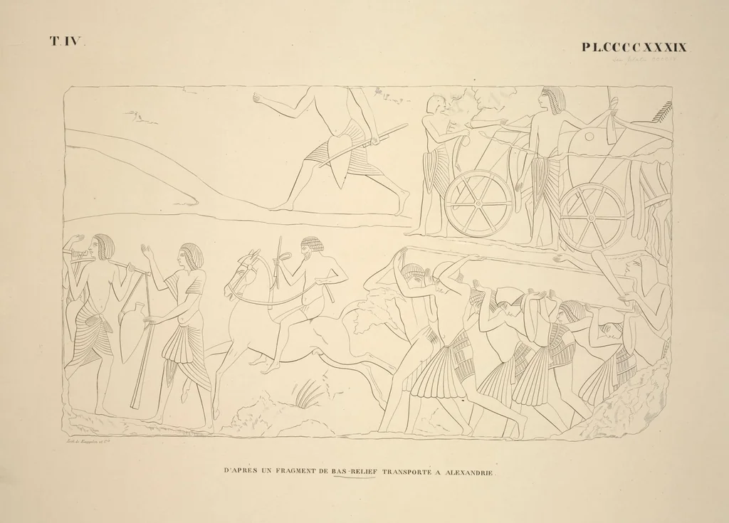 An illustration from Monuments de l'Égypte et de la Nubie, d'après les dessins exécutés sur les lieux sous la direction de Champollion-le-jeune, et les descriptions autographes qu'il en a rédigées; pub. sous les auspices de M. Guizot et de M. Thiers ... par une commission spéciale. Planches, 1835, leaf 505