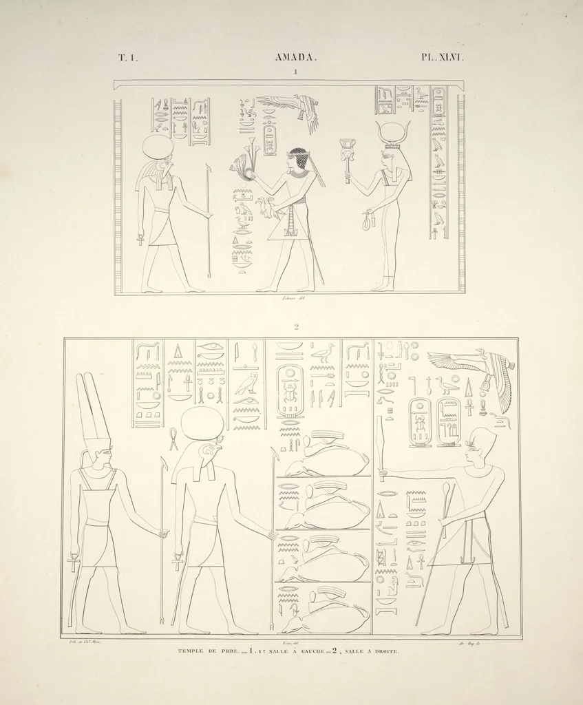 An illustration from Monuments de l'Égypte et de la Nubie, d'après les dessins exécutés sur les lieux sous la direction de Champollion-le-jeune, et les descriptions autographes qu'il en a rédigées; pub. sous les auspices de M. Guizot et de M. Thiers ... par une commission spéciale. Planches, 1835, leaf 51