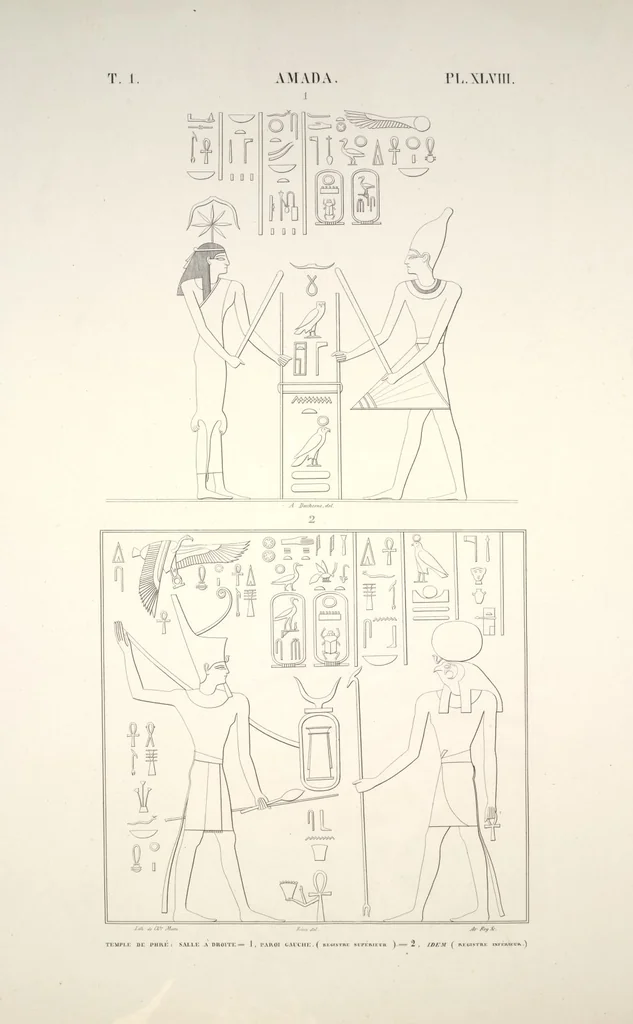 An illustration from Monuments de l'Égypte et de la Nubie, d'après les dessins exécutés sur les lieux sous la direction de Champollion-le-jeune, et les descriptions autographes qu'il en a rédigées; pub. sous les auspices de M. Guizot et de M. Thiers ... par une commission spéciale. Planches, 1835, leaf 53