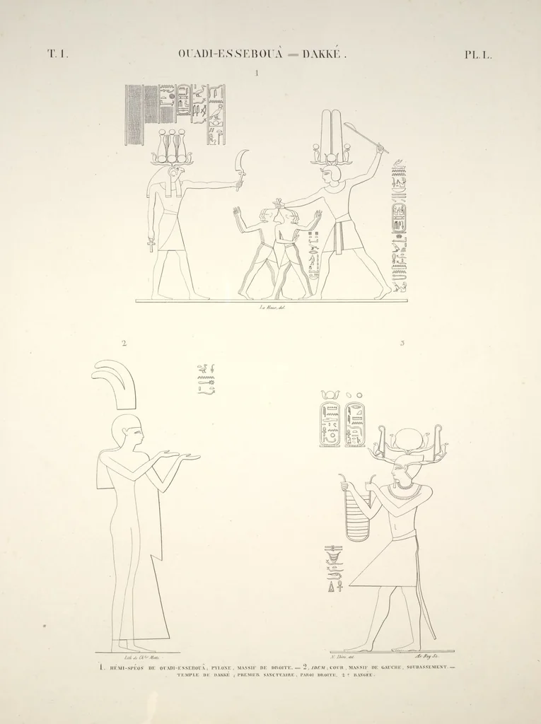 An illustration from Monuments de l'Égypte et de la Nubie, d'après les dessins exécutés sur les lieux sous la direction de Champollion-le-jeune, et les descriptions autographes qu'il en a rédigées; pub. sous les auspices de M. Guizot et de M. Thiers ... par une commission spéciale. Planches, 1835, leaf 55