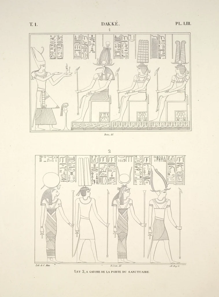 An illustration from Monuments de l'Égypte et de la Nubie, d'après les dessins exécutés sur les lieux sous la direction de Champollion-le-jeune, et les descriptions autographes qu'il en a rédigées; pub. sous les auspices de M. Guizot et de M. Thiers ... par une commission spéciale. Planches, 1835, leaf 58